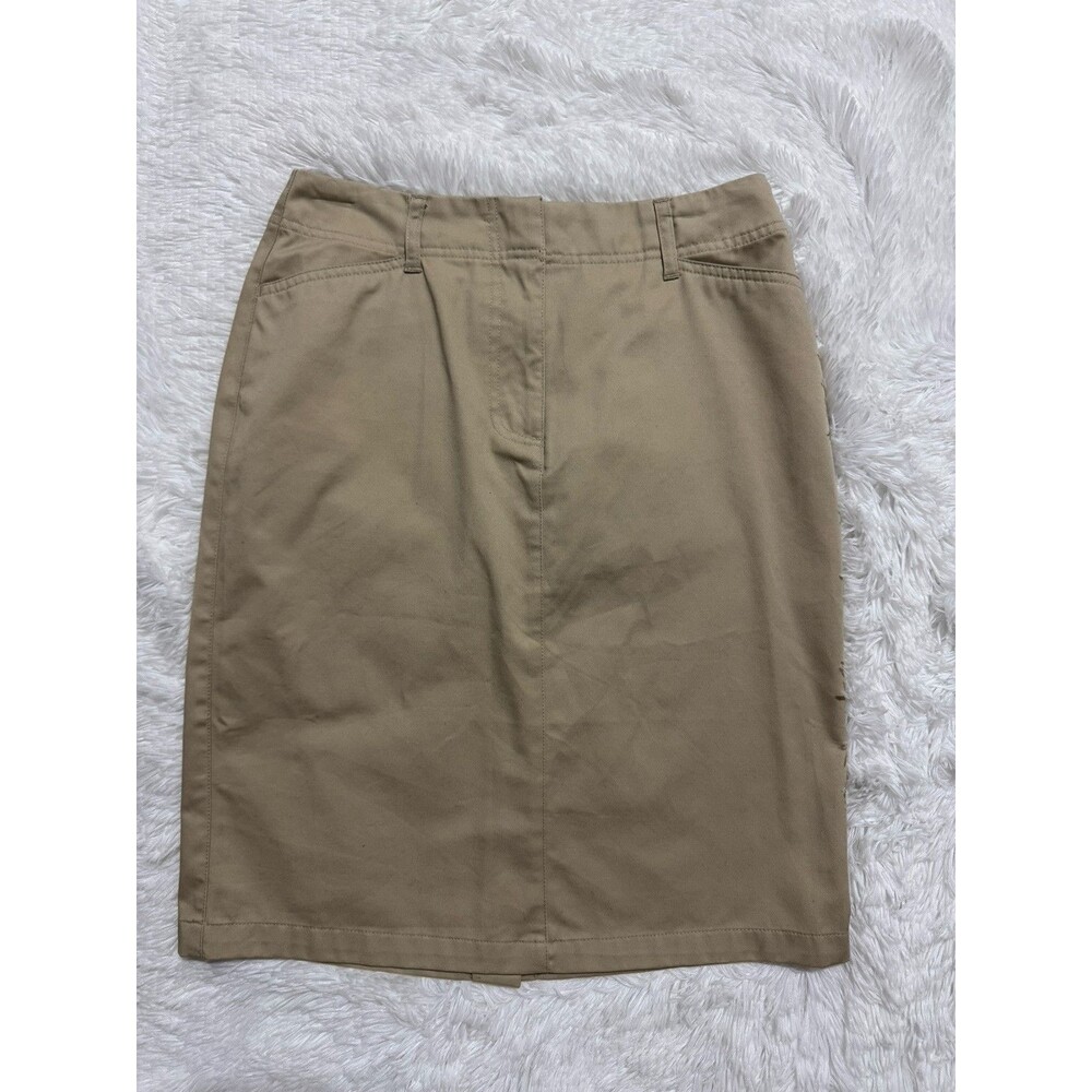 Lands End Tan Khaki Pencil Skirt Womens Size 2P Straight